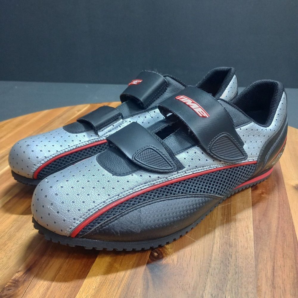 TIME Axion Cycling Shoes DMT Unisex EU 44 Mens 11 Womens 12.5 Black‎ Silver Red
